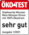 Öko-Test - Sehr Gut für Mein Münster:Strom mit 100% Ökostrom